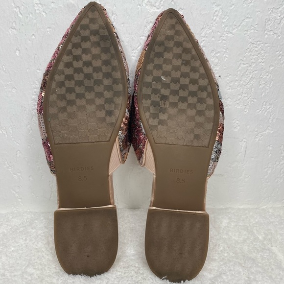 Birdies The Dove Pink Petal Sequin Slides Shoes Flats Women’s Size 8.5 EUC - Picture 11 of 12